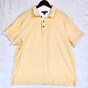 Michael Kors Men's MK Polo Short Sleeve Shirt Size XL 100% Cotton Yellow & White